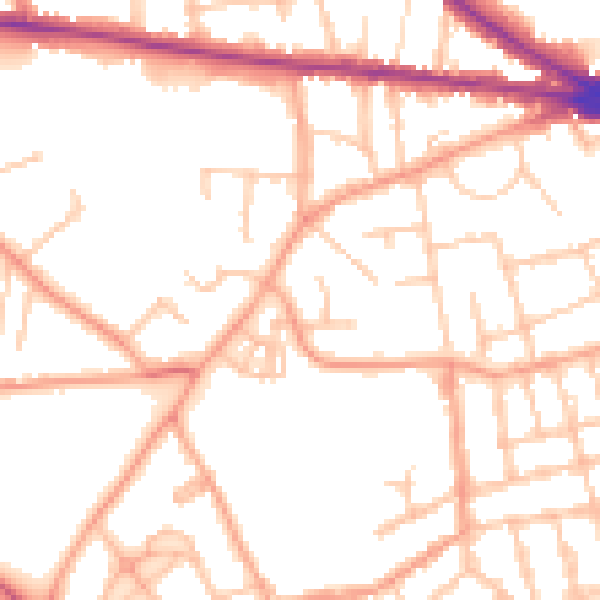 Daytime road noise heatmap for WV3 0UN