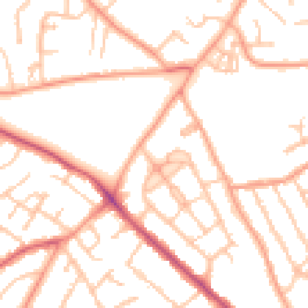 Daytime road noise heatmap for WV3 7AW