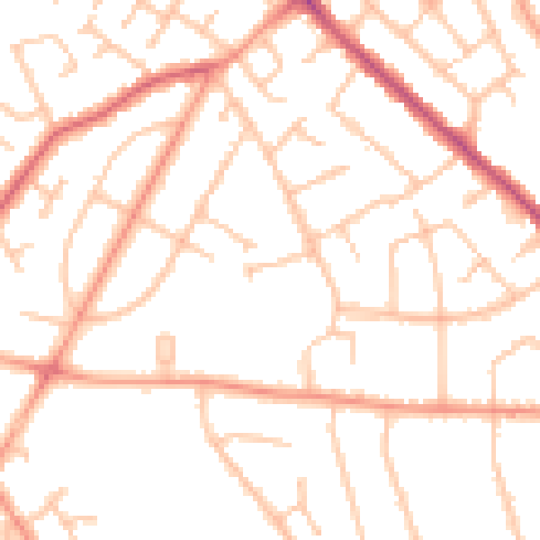 Daytime road noise heatmap for WV3 7BD