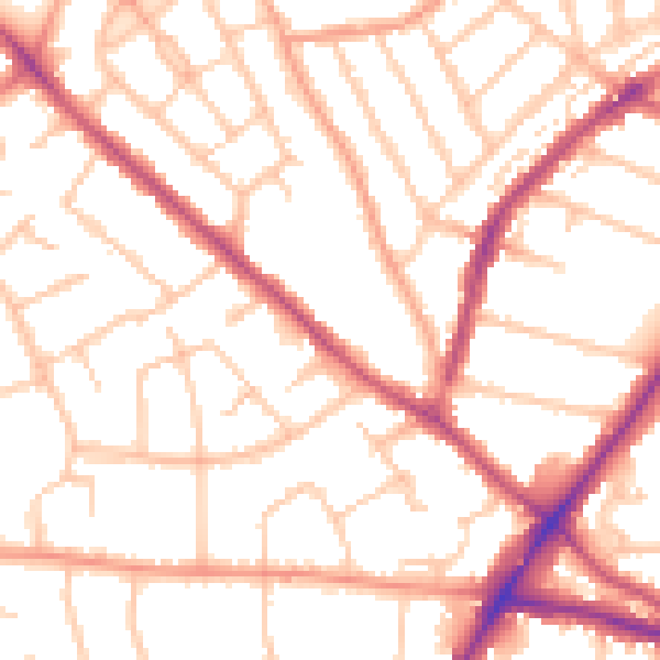 Daytime road noise heatmap for WV3 7BG