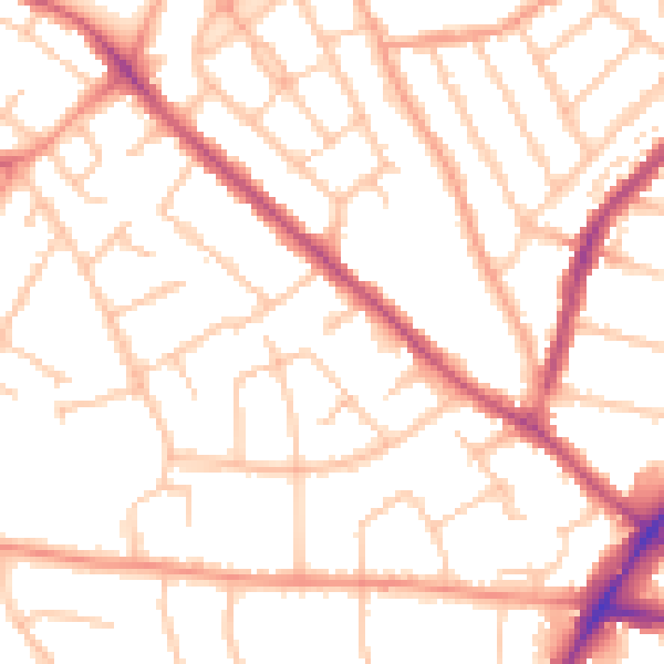 Daytime road noise heatmap for WV3 7BU