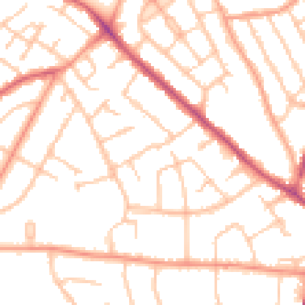 Daytime road noise heatmap for WV3 7BY
