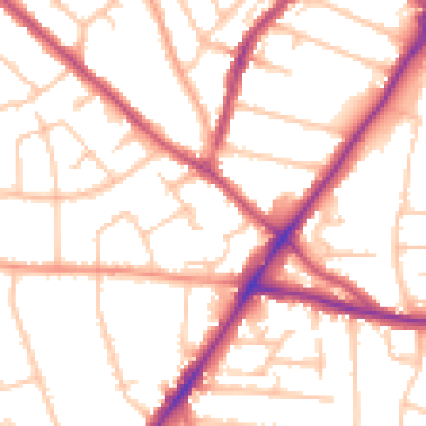 Daytime road noise heatmap for WV3 7DL