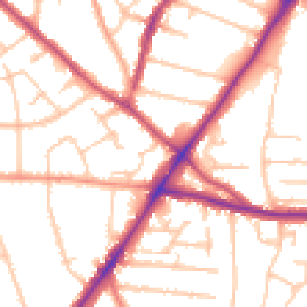Daytime road noise heatmap for WV3 7DQ