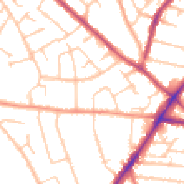 Daytime road noise heatmap for WV3 7DS
