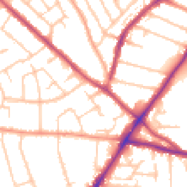Daytime road noise heatmap for WV3 7DT