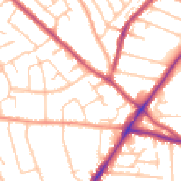 Daytime road noise heatmap for WV3 7DW