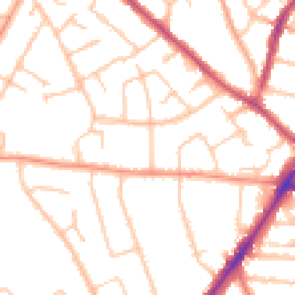 Daytime road noise heatmap for WV3 7DZ