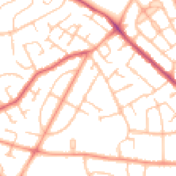 Daytime road noise heatmap for WV3 7EU