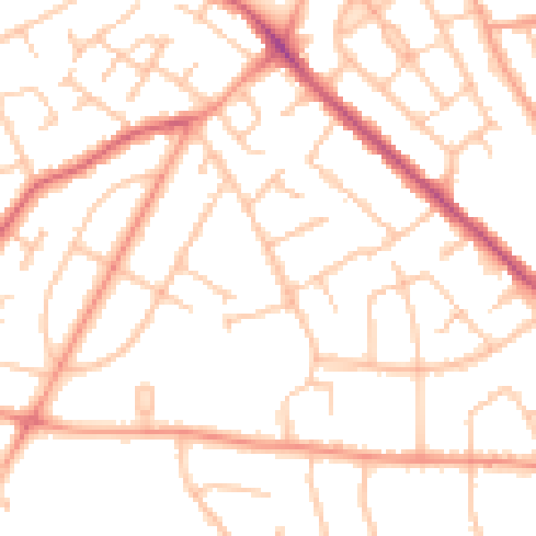 Daytime road noise heatmap for WV3 7EW
