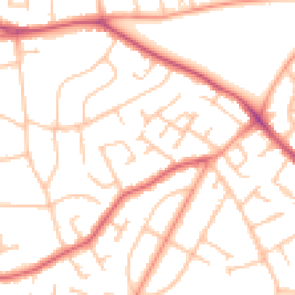 Daytime road noise heatmap for WV3 7HR