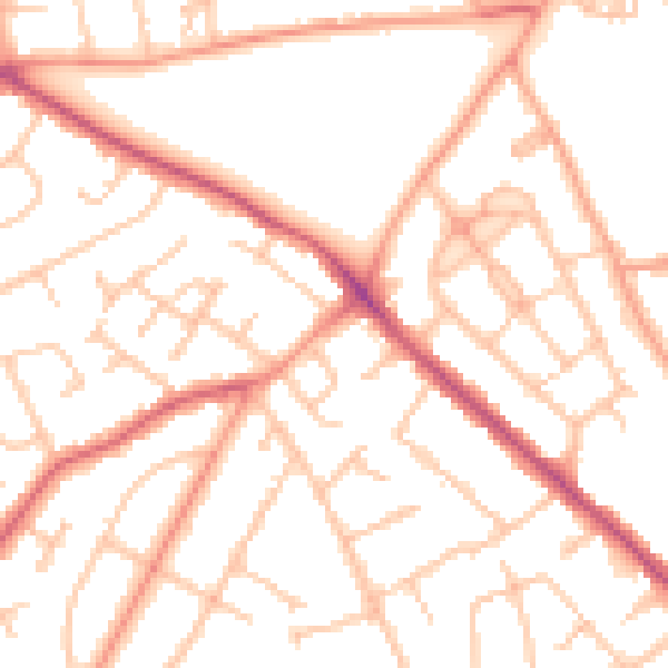 Daytime road noise heatmap for WV3 7HX