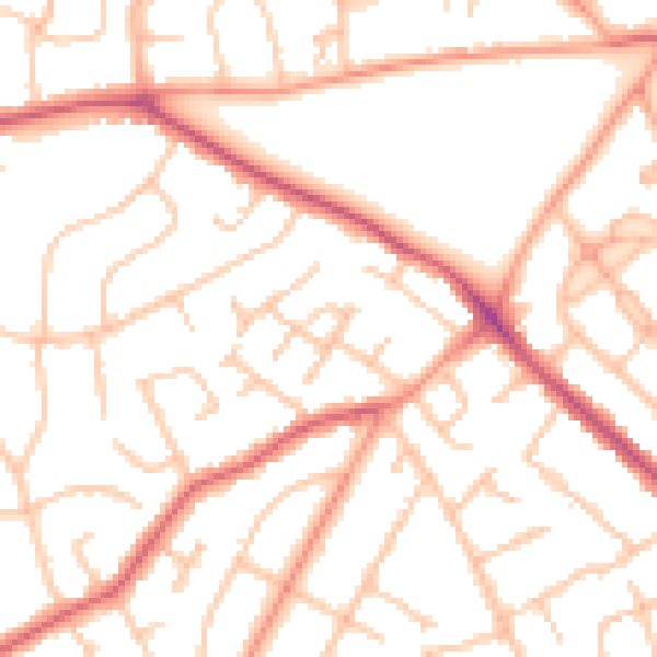 Daytime road noise heatmap for WV3 7HZ