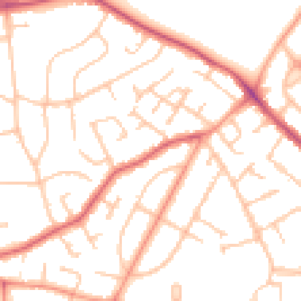 Daytime road noise heatmap for WV3 7JF