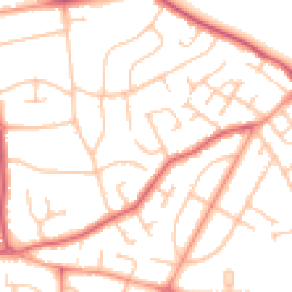 Daytime road noise heatmap for WV3 7JJ