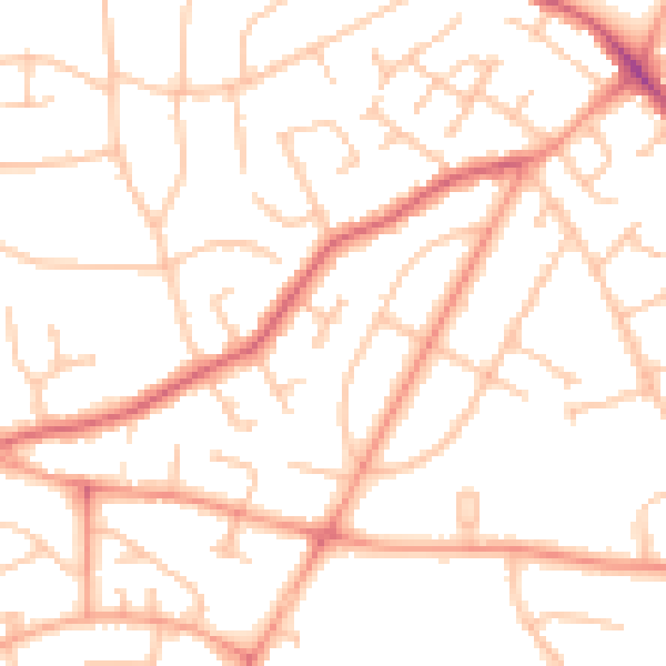 Daytime road noise heatmap for WV3 7JS