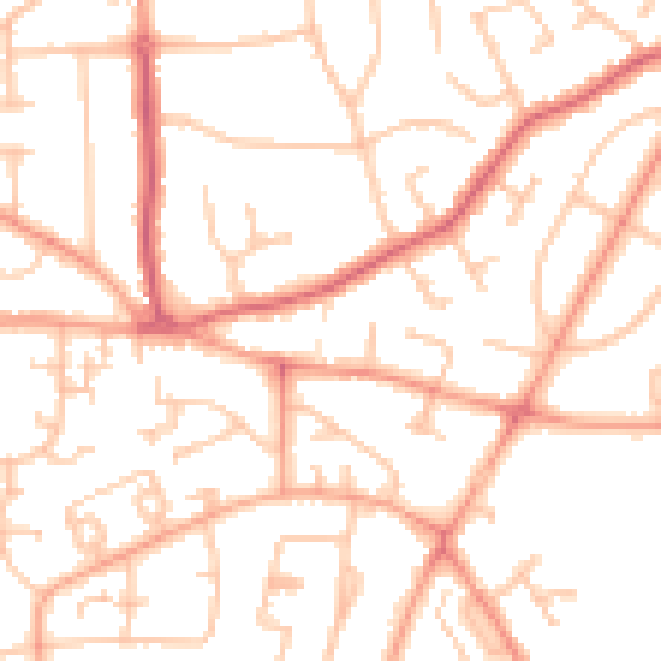 Daytime road noise heatmap for WV3 7NW