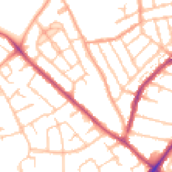 Daytime road noise heatmap for WV3 7NY