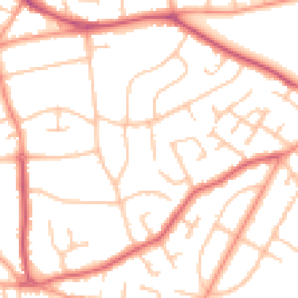 Daytime road noise heatmap for WV3 8AE