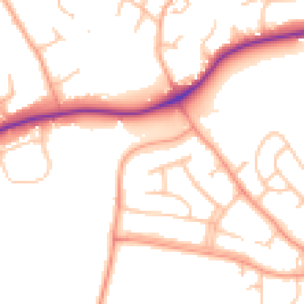 Daytime road noise heatmap for WV3 8JX
