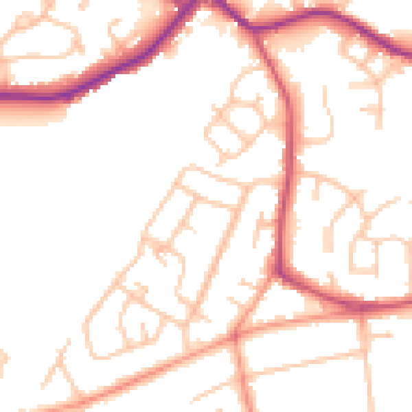 Daytime road noise heatmap for WV3 9AN