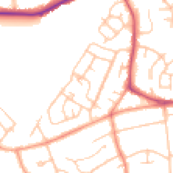 Daytime road noise heatmap for WV3 9AP