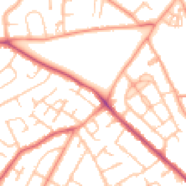 Daytime road noise heatmap for WV3 9BN