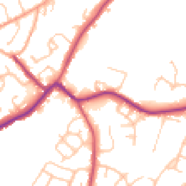 Daytime road noise heatmap for WV3 9DJ