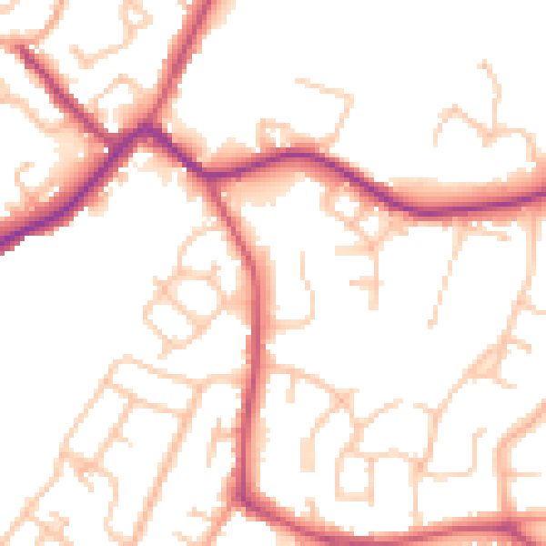 Daytime road noise heatmap for WV3 9DQ