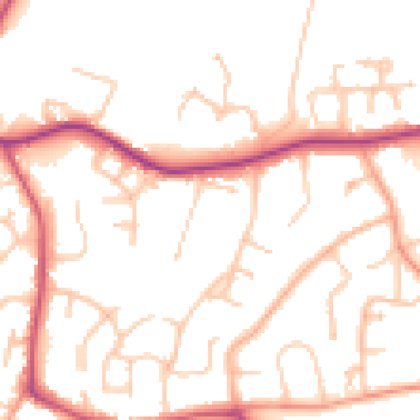 Daytime road noise heatmap for WV3 9DR