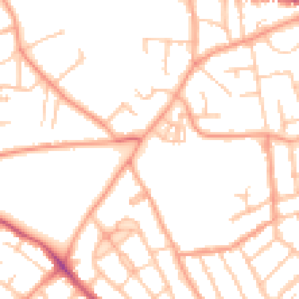 Daytime road noise heatmap for WV3 9EQ