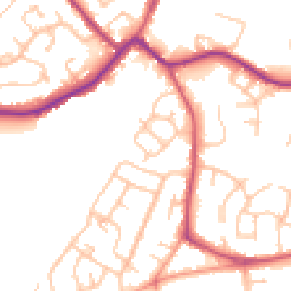 Daytime road noise heatmap for WV3 9HQ