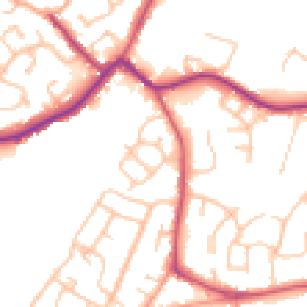 Daytime road noise heatmap for WV3 9HW