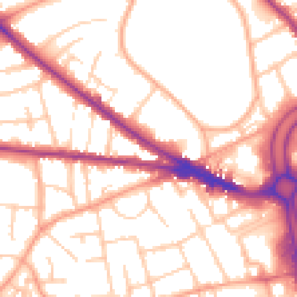 Daytime road noise heatmap for WV3 9NB
