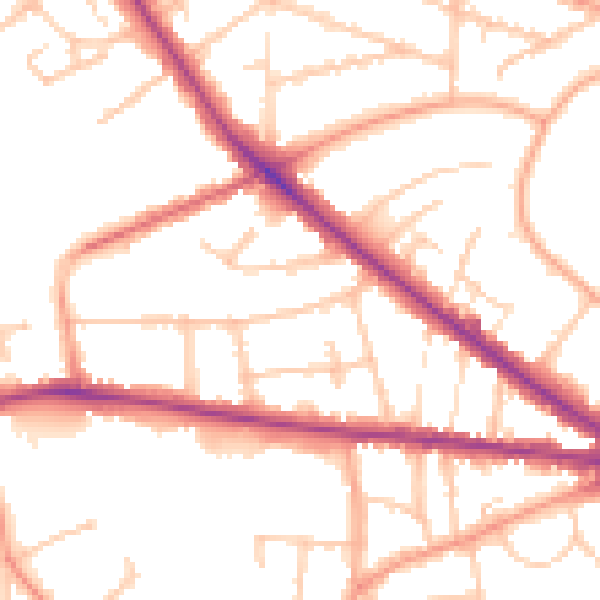 Daytime road noise heatmap for WV3 9NP