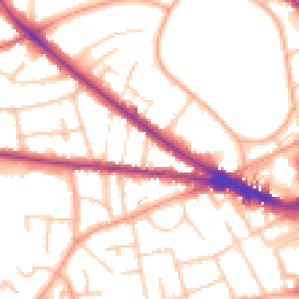 Daytime road noise heatmap for WV3 9PP