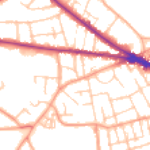 Daytime road noise heatmap for WV3 9QX