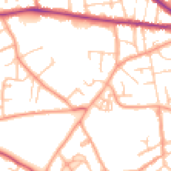 Daytime road noise heatmap for WV3 9RA