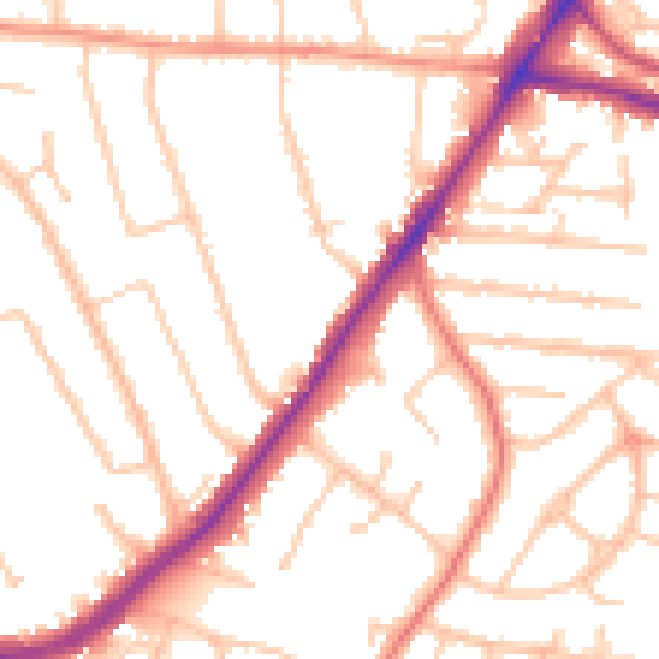Daytime road noise heatmap for WV4 4AQ
