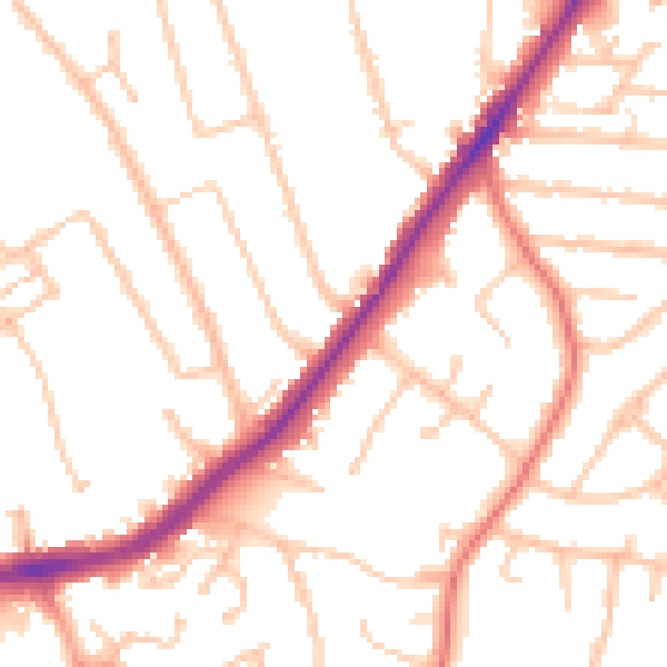 Daytime road noise heatmap for WV4 4BZ