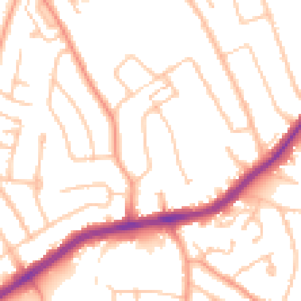 Daytime road noise heatmap for WV4 4DJ