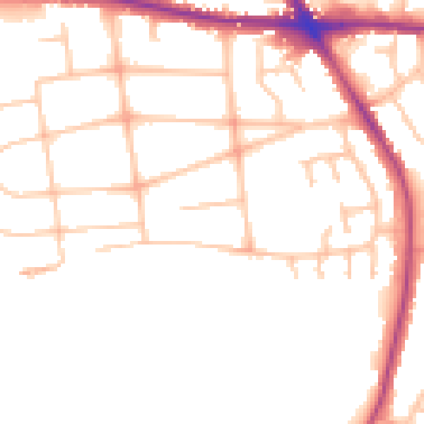 Daytime road noise heatmap for WV4 5HA
