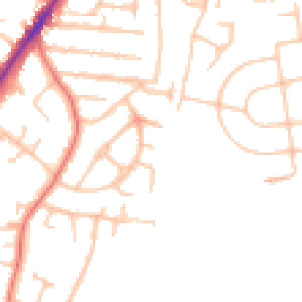 Daytime road noise heatmap for WV4 5TD