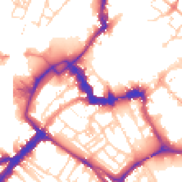 Daytime road noise heatmap for YO1 6AD