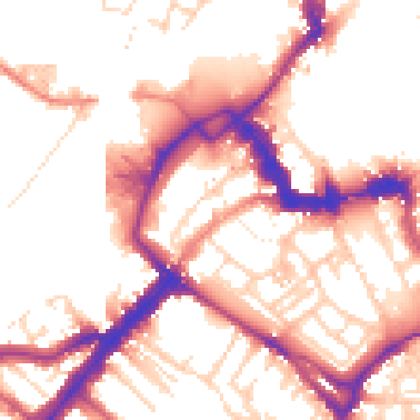 Daytime road noise heatmap for YO1 6AF