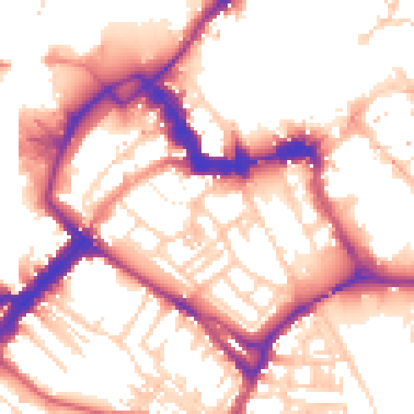 Daytime road noise heatmap for YO1 6BD
