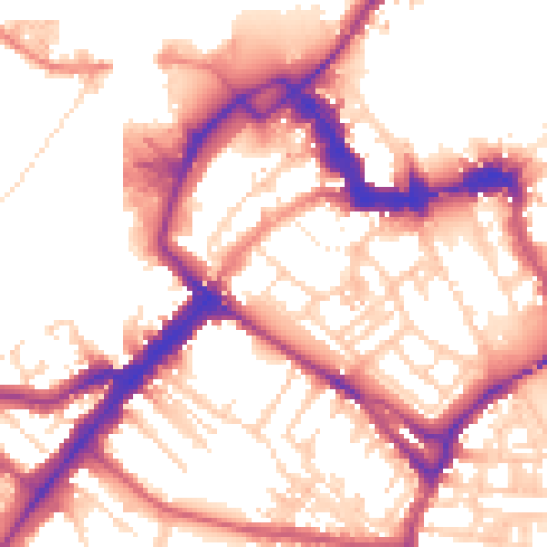 Daytime road noise heatmap for YO1 6BY