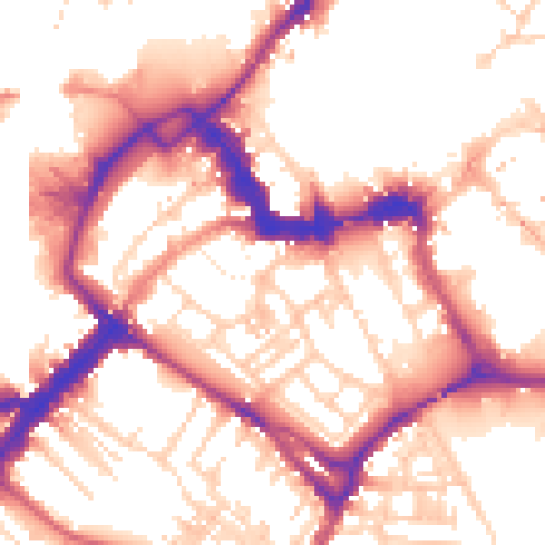 Daytime road noise heatmap for YO1 6BZ