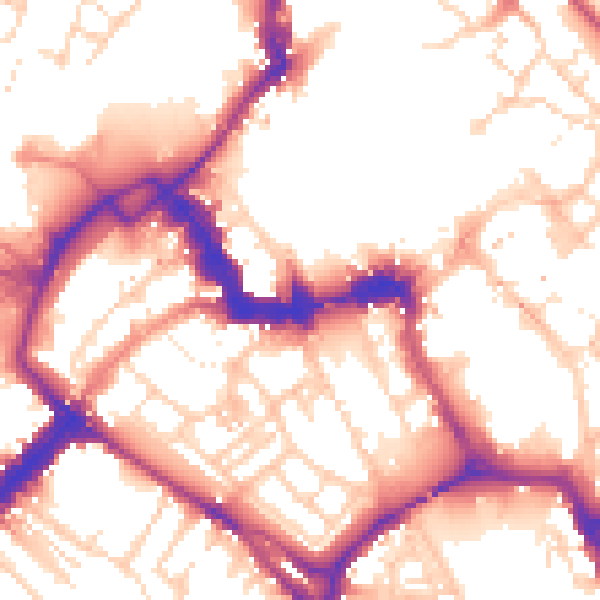 Daytime road noise heatmap for YO1 6DA