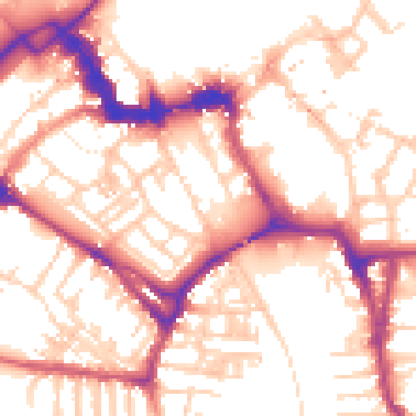 Daytime road noise heatmap for YO1 6DB
